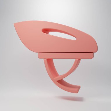 Pembe bisiklet kask ikonu pembe arka planda izole edilmiş. Olağanüstü bir spor. Spor malzemeleri. Minimalizm kavramı. 3 Boyutlu resimleme.
