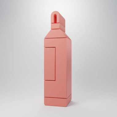 Pembe İşaretli kalem simgesi pembe arkaplanda izole edilmiş. Minimalizm kavramı. 3 Boyutlu resimleme.