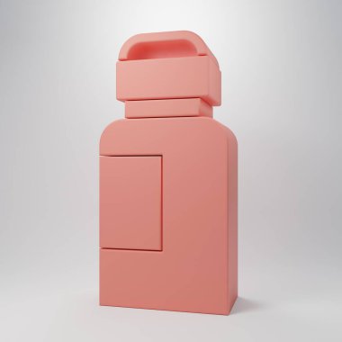 Pink Paint, gouache, jar, dye icon isolated on pink background. Minimalism concept. 3D render illustration.
