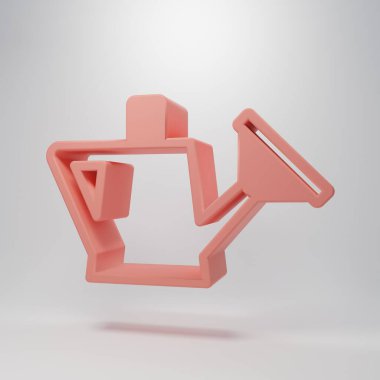 Pembe sulama kutusu ikonu pembe arka planda izole edilmiş. Sulama sembolü. Minimalizm kavramı. 3 Boyutlu resimleme .