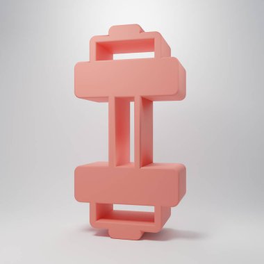 Pembe Dumbbell simgesi pembe arka planda izole edilmiş. Kas kaldırma ikonu, fitness halteri, spor aletleri, egzersiz yaban domuzu. Minimalizm kavramı. 3 Boyutlu resimleme.