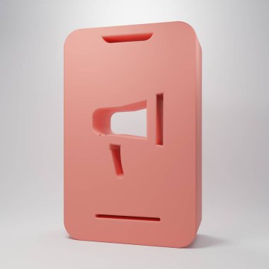 Pembe Protesto simgesi pembe arka planda izole edildi. Toplantı, protestocu, grev, konuşma, pankart, protesto pankartı. Minimalizm kavramı. 3 Boyutlu resimleme.