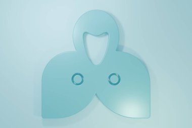 Mavi Manto, pelerin, pelerin ikonu mavi arka planda izole edilmiş. Büyücünün sihirli pelerini, Cadılar Bayramı tasarımı için büyücü ve cadı. Minimalizm kavramı. 3 Boyutlu resimleme.