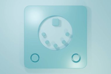 Mavi Drum makinesi simgesi mavi arkaplanda izole edildi. Müzik aletleri. Minimalizm kavramı. 3 Boyutlu resimleme.