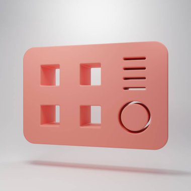 Pembe Davul Makinesi simgesi pembe arka planda izole edilmiş. Müzik aletleri. Minimalizm kavramı. 3 Boyutlu resimleme.