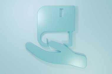Mavi Kitap bağış simgesi mavi arka planda izole edildi. Minimalizm kavramı. 3 Boyutlu resimleme.