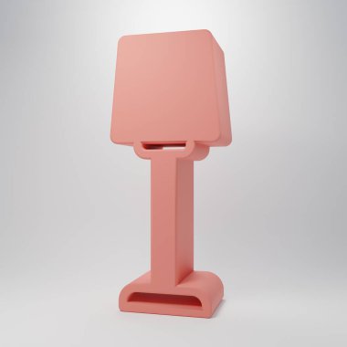 Pembe masa lambası ikonu pembe arkaplanda izole edilmiş. Minimalizm kavramı. 3 Boyutlu resimleme.