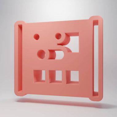 Pink Graphing paper for engineering icon isolated on pink background. Minimalism concept. 3D render illustration.