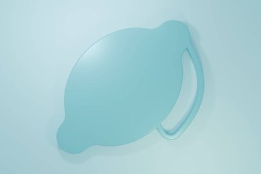 Mavi arkaplanda mavi limon simgesi izole edildi. Minimalizm kavramı. 3 Boyutlu resimleme.