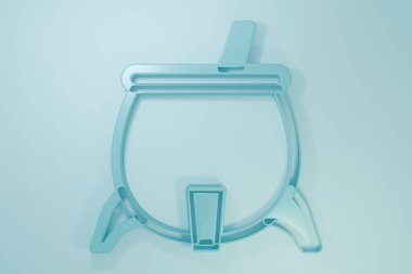 Mavi Cadı Kazanı simgesi mavi arkaplanda izole edildi. Mutlu Cadılar Bayramı Partisi. Minimalizm kavramı. 3 Boyutlu resimleme.