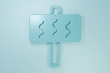 Mavi Sauna simgesi mavi arkaplanda izole edildi. Minimalizm kavramı. 3 Boyutlu resimleme.