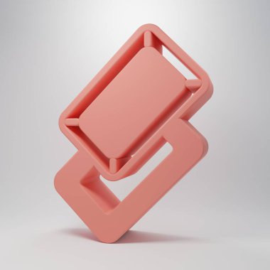 Pembe altın renkli çubuklar pembe arkaplanda izole edilmiş. Bankacılık işi konsepti. Minimalizm kavramı. 3 Boyutlu resimleme.