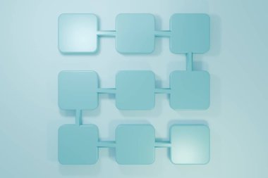 Blue NFT blockchain technology icon isolated on blue background. Non fungible token. Digital crypto art concept. Minimalism concept. 3D render illustration.