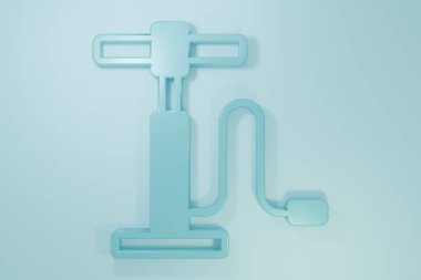 Blue Car air pump icon isolated on blue background. Minimalism concept. 3D render illustration.