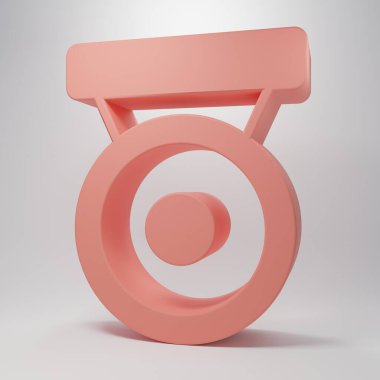 Pembe boks gong simgesi pembe arka planda izole edilmiş. Boks zili. Minimalizm kavramı. 3 Boyutlu resimleme.