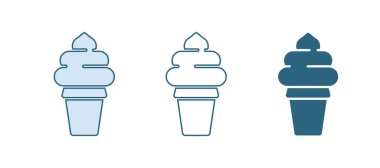 Beyaz arka planda izole edilmiş waffle külahlı mavi dondurma. Güzel sembol. Vektör.