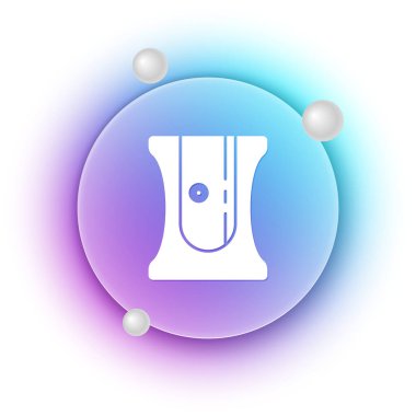 Beyaz kalem açacağı simgesi beyaz arkaplanda izole edildi. Mavi ve mor eğimli çember arkaplan. Vektör.