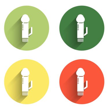 Set Dildo vibrator for sex games icon isolated with long shadow background. Sex toy for adult. Vaginal exercise machines for intimate. Color circle button. Vector.