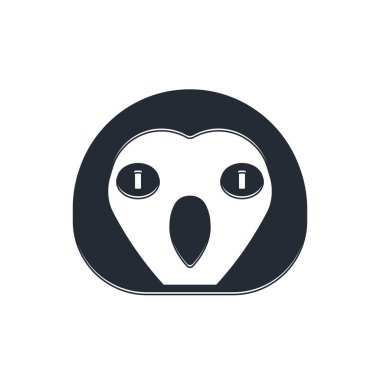 Beyaz arka planda siyah baykuş simgesi izole edildi. Hayvan sembolü. Vektör.