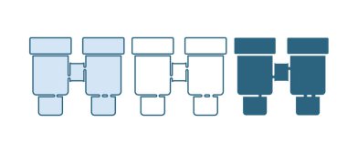 Mavi Dürbün simgesi beyaz arkaplanda izole edildi. Yazılım işareti bul. Casus ekipman sembolü. Vektör.