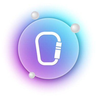 Beyaz karabina simgesi beyaz arkaplanda izole edildi. Olağanüstü bir spor. Spor malzemeleri. Mavi ve mor eğimli çember arkaplan. Vektör.