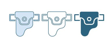 Mavi Silah kılıfında, beyaz arka planda izole edilmiş ateşli silah ikonu. Vektör.