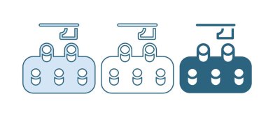 Beyaz arka planda mavi orman yok etme simgesi izole edildi. Orman doğrama, tahrip etme. Ekoloji ve hava kirliliği için tehlike. Vektör.