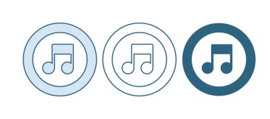 Mavi Müzik, beyaz arkaplanda izole edilmiş ton simgesi. Vektör.