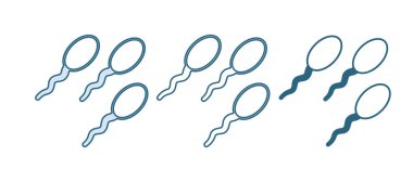 Beyaz arkaplanda mavi sperm simgesi izole edildi. Vektör.