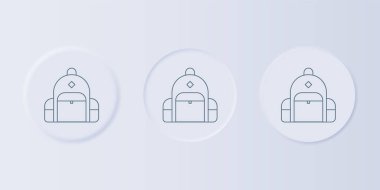 Gri arka planda Gri Yürüyüş sırt çantası simgesi izole edildi. Kamp ve dağ gezisi sırt çantası. Kare düğmelere simgeleri yerleştir. Vektör.