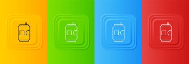 Beyaz bira renkli arkaplanda izole edilebilir. Kare düğmelere simgeleri yerleştir. Vektör.