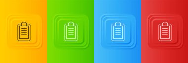 Beyaz Polis raporunda renkli arkaplanda izole edilmiş bir simge var. Kare düğmelere simgeleri yerleştir. Vektör.