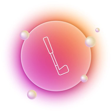 Beyaz arka planda beyaz golf kulübü simgesi izole edildi. Turuncu ve pembe eğimli çember arka planı. Vektör.