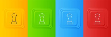 Beyaz Biber simgesi renkli arkaplanda izole edilmiş. Yemek pişirme baharatları. Kare düğmelere simgeleri yerleştir. Vektör.