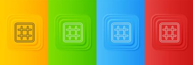 Beyaz Waffle simgesi renkli arkaplanda izole edilmiş. Kare düğmelere simgeleri yerleştir. Vektör.