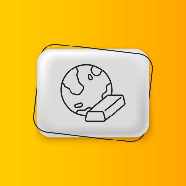 Sarı arkaplanda izole edilmiş siyah altın çubuk simgesi. Bankacılık işi konsepti. Gümüş dikdörtgen düğme. Vektör.