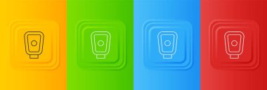 Beyaz Boks eğitim patileri simgesi renkli arkaplanda izole edildi. Kare düğmelere simgeleri yerleştir. Vektör.