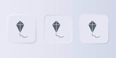 Gri arka planda gri Kite simgesi izole edildi. Kare düğmelere simgeleri yerleştir. Vektör.