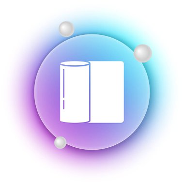 Beyaz kağıt havlu rulo simgesi beyaz arkaplanda izole edildi. Mavi ve mor eğimli çember arkaplan. Vektör.