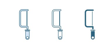 Mavi Demir Testere simgesi beyaz arkaplanda izole edildi. Tahta ve metal testeresi. Vektör.