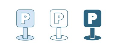 Mavi Park simgesi beyaz arkaplanda izole edildi. Sokak tabelası. Vektör.