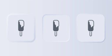 Gri arkaplanda izole edilmiş gri dondurma ikonu. Güzel sembol. Kare düğmelere simgeleri yerleştir. Vektör.