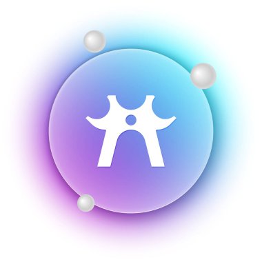 Beyaz bilardo dinlenme ikonu beyaz arkaplanda izole edildi. Bilardo sopası, briç sopası. Mavi ve mor eğimli çember arkaplan. Vektör.