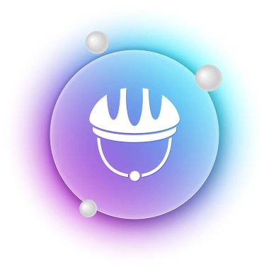 Beyaz arka planda izole edilmiş beyaz bisiklet başlığı simgesi. Olağanüstü bir spor. Spor malzemeleri. Mavi ve mor eğimli çember arkaplan. Vektör.