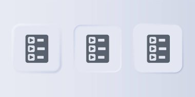 Gri Müzik Listesi simgesi gri arkaplanda izole edildi. Kare düğmelere simgeleri yerleştir. Vektör.