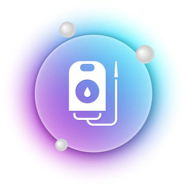 Beyaz kan bağışı ikonu beyaz arka planda izole edildi. Mavi ve mor eğimli çember arkaplan. Vektör.