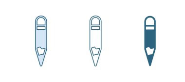 Beyaz arkaplanda mavi kalem simgesi izole edildi. Çizim ve eğitim araçları. Okul sembolü. Vektör.