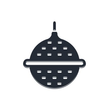 Beyaz arka planda siyah top çay süzgeci ikonu izole edildi. Vektör.