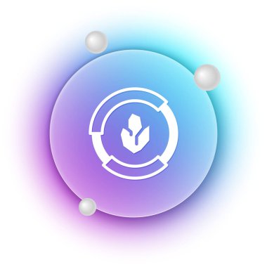 Beyaz tarımsal toprak testi ve sonuç simgesi beyaz arka planda izole edildi. Dijital toprak analizi. Mavi ve mor eğimli çember arkaplan. Vektör.