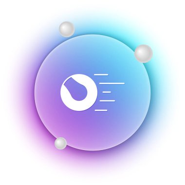 Beyaz arka planda izole edilmiş beyaz evcil hayvan oyuncakları top ikonu. Mavi ve mor eğimli çember arkaplan. Vektör.